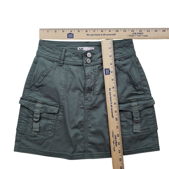 SO Juniors Cargo Utility Mini Skirt Womens 1/25W Green Y2K - Picture 4 of 9